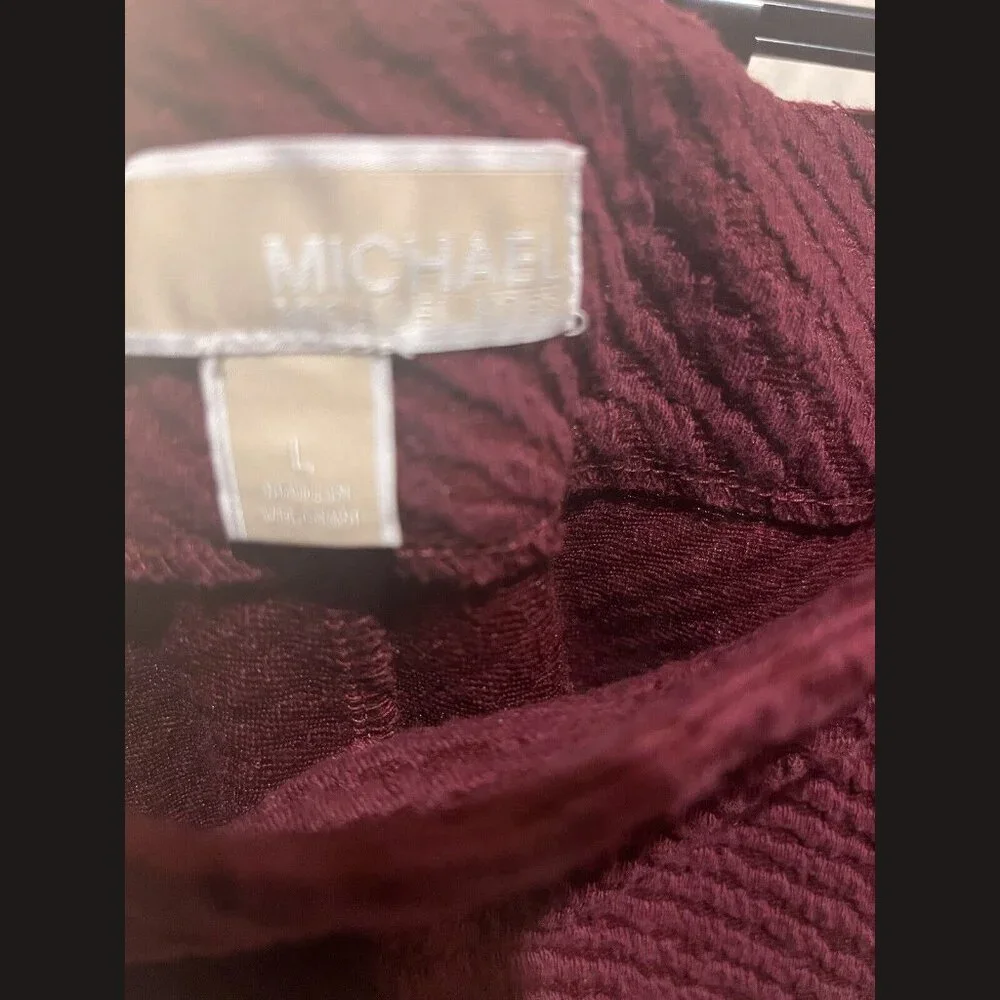 Michael Kors Burgundy Textured Knit Stretch Pencil Skirt‎ L Career business